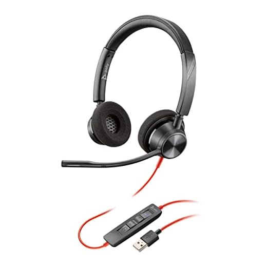 Plantronics — Blackwire 3320 USB-A (Poly) — Trådbundet, Dual-Ear (Stereo) Headset med Boom Mic — USB-A för att ansluta till din PC och/eller Mac — Fungerar med Team, Zoom, med mera