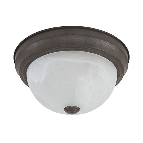 Yosemite Home Decor Jk101-11Db 2-Light Flush Mount With Marble Glass Shade, Dark Brown, 11-Inch #TOP1