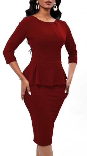 Bestgirl Women'S Bodycon Pencil Dress Teacher Office Church Modest Business Wear To Work Bodycon Sheath Suiting Dresses thumb #3