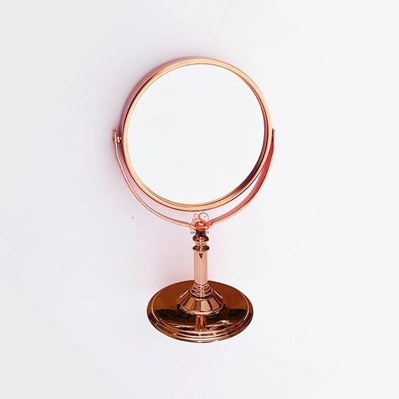 Image of ᵀᴹ Tabletop Double Side Shaving Makeup Vanity Mirror 360 Degree 5X Magnification Beauty Make up Cosmetic Stand for Shaving & Makeup Vanity Bedroom Bathroom Desk (Round Rosegold)