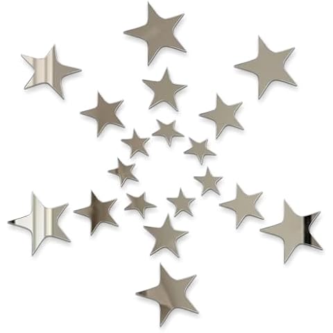 40 Pcs Silver Star Mirror Wall Stickers Cover