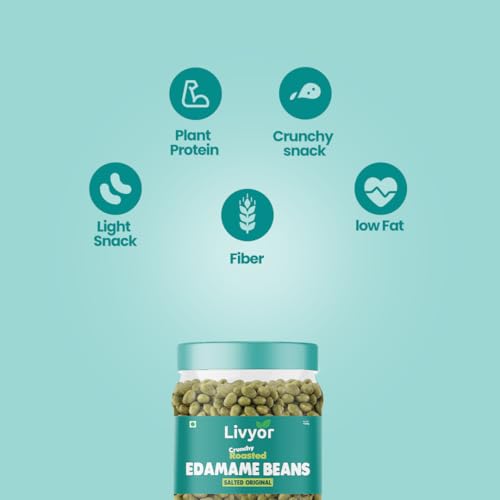 Image of Livyor Crunch Roasted Edamame Beans - 500g | Salted Original Flavour | Roasted not fried | Plant based healthy snack | High Protein Snack | Gluten Free | Vegan | High In fibre
