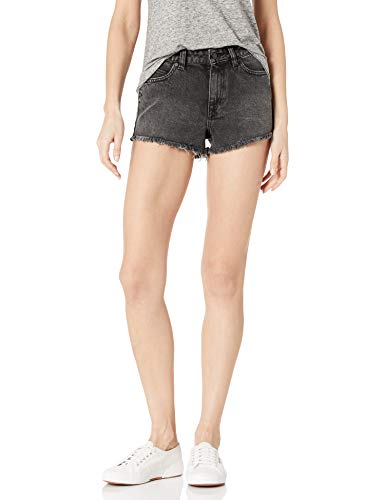 Volcom Junior's 1991 Mid Rise Raw Hem Denim Short, Smoke, 27