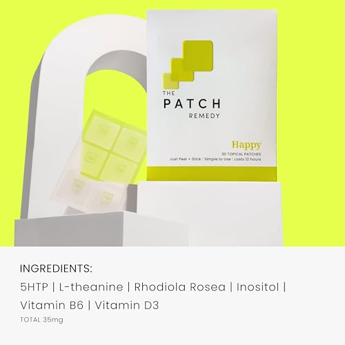 Image of The Patch Remedy Happy Patch | 5-HTP, L-Theanine, Rhodiola, Inositol, B6, Vitamin D3 | 30 Patches