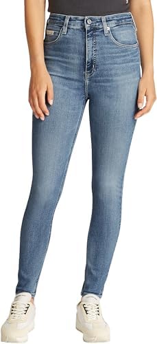 Calvin Klein Damen Jeans Hose Super Skinny Ankle High Waist, Blau (Denim Light), 24W
