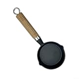 Sartén compacta de hierro fundido de 10 cm con mango de madera para freír huevos (10 cm)