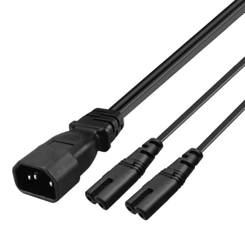 IEC320 C14 Male To 2x C7 Female Power Adapter Cable 0.32 Meter PVC