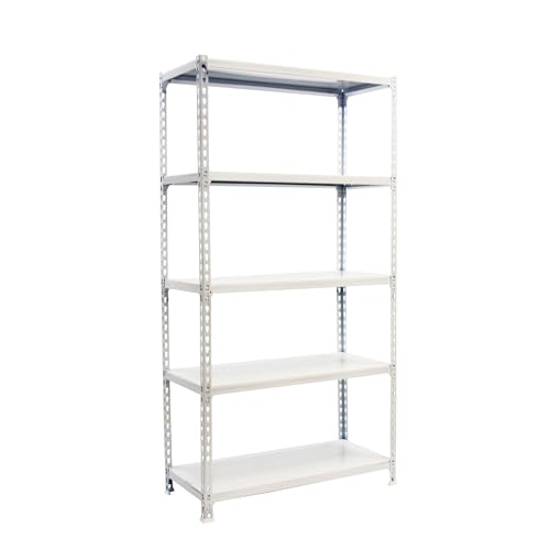 Simonrack Scaffale Metallo Garage 5 Ripiani 180 kg di Punto di Flessione 2000x1000x500 mm Senza Viti - Simonclick bianco