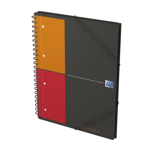 Oxford Meetingbook International A4, kariert, 160 Seiten, mit Gummizugmappe und 3 Einschlagklappen