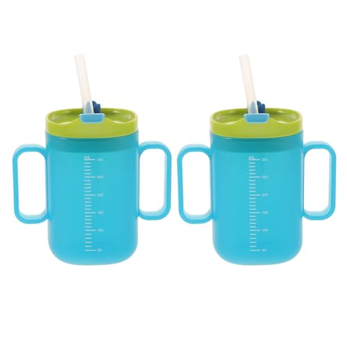 SUPVOX 2 vasos para personas mayores de 300 ml, antiderrames, para alimentación líquida de adultos y pacientes hospitalizados con discapacidad. Vasos de entrenamiento para beber con mayor facilidad.