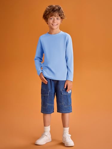 Image of Haloumoning Kids Boys Long Sleeve Crewneck T-Shirts Tee Tops 5-14 Years