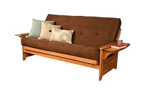 Kodiak Furniture KF Phoenix Queen Size Futon Set in Butternut Finish, Suede Chocolate