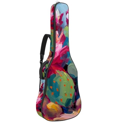 Sac pour guitare acoustique multicolore grand étui étanche 42.9 in motif fleurs de cactus