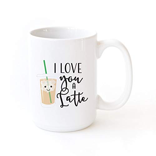 The Cotton & Canvas Co. I Love You a Latte Funny Food Pun Porcelain Ceramic Coffee Mug and Tea Cup