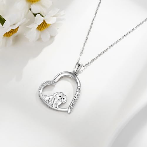YAFEINI Animal Necklace 925 Sterling Silver Shih Tzu/Hedgehog/Monkey/Cat/Red Panda/Sloth/Koala/Yorkie Heart Pendant Necklace Animal Jewelry Birthday Gifts for Women4