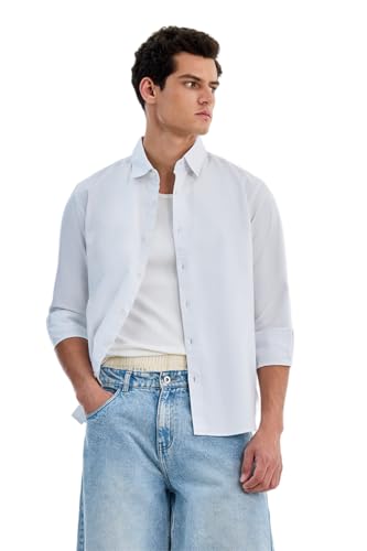 Image of SNITCH Men Casual & Formal Shirt | Regular Fit Full Sleeve Spread Collar Solid Style | 100% Cotton Breathable Woven Fabric for Everyday Wear & Stylish Office Outings