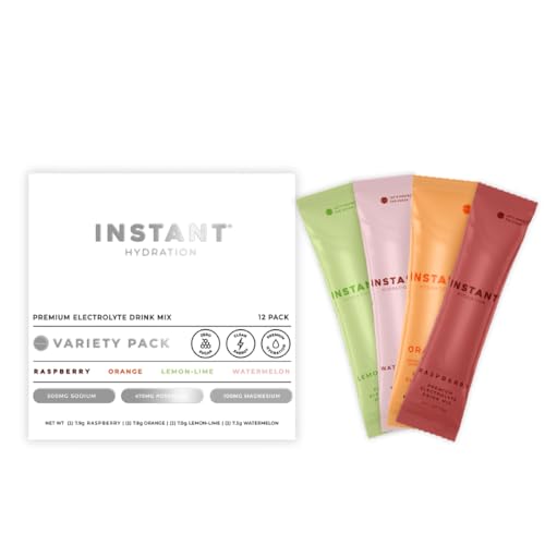 Instant Hydration Electrolytes Powder Packets - Variety Pack - Zero Sugar - Keto Vegan Gluten-Free Non-GMO - Boost Recovery Brain Function Muscle & Tissue Health - 12 Sticks
