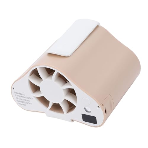 Ventilador de cintura portátil premium con pantalla LED y acabado marrón claro 4