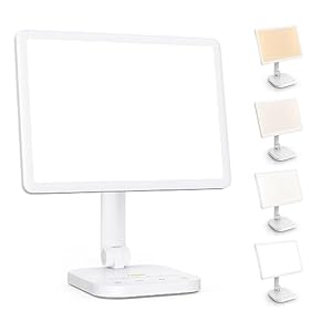 LASTAR Light Therapy Lamp, UV-Free 12000 Lux Max at 12″, Sun Lamp with 5 Brightness Levels & 4 Color Temperatures & 6 Timer Functions, 180° Free Rotable Heavy Base Smart Plug Sunlight Lamp for Therapy