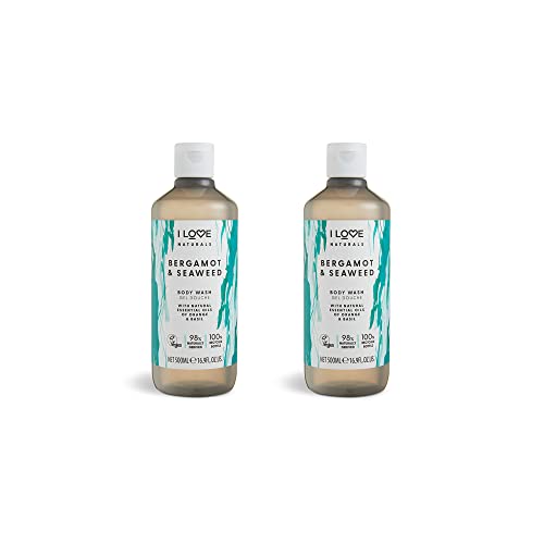 I Love Naturals Bergamot & Seaweed Body Wash – With Orange & Basil Essential Oils – Gently Cleanses & Moisturises – Silky Smooth Skin Formula – Vegan & Cruelty-Free Shower Gel 2 x 500ml