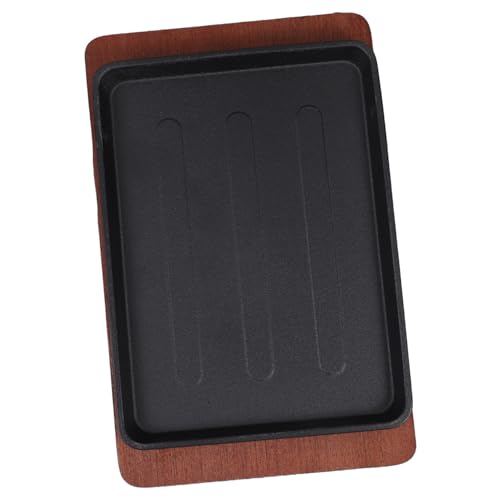 TOPPERFUN Hierro con Base de Madera Asar Sartén Resistente Carne Verduras y Barbacoas y Reuniones Familiares