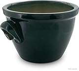 Pflanzgefäß/Blumentopf/Pflanzkübel Venus II mit Henkel, 28 x 20 cm, grün-glänzend aus Steinzeug-Keramik (hochwertiger als Steingut)