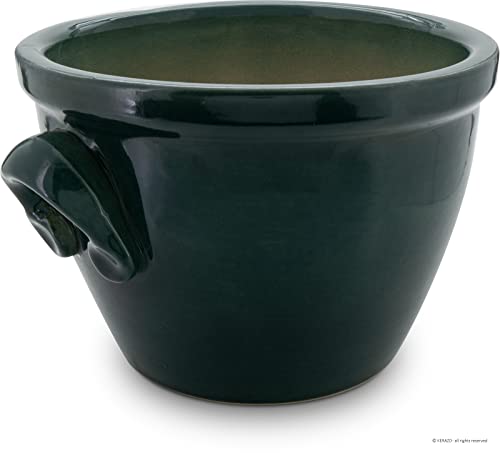 Pflanzgefäß/Blumentopf/Pflanzkübel Venus II mit Henkel, 28 x 20 cm, grün-glänzend aus Steinzeug-Keramik (hochwertiger als Steingut)