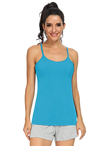 Image of Orrpally Women Cotton Camisole Shelf Bra Cami Tank Tops Adjustable Spaghetti Strap Tank Top 3-Pack