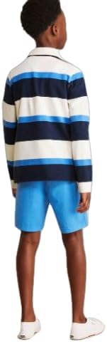 vineyard vines Boys' Multi-Stripe Rugby Polo Shirt, Tide Blue, XL