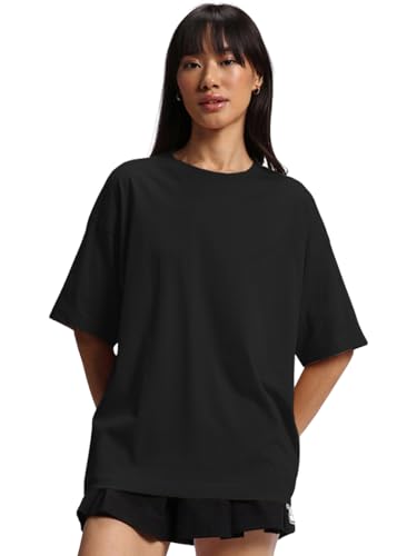 Image of JUNEBERRY 100% Pure Cotton Drop Shoulder Oversized Baggy Fit Half Sleeve Plain Solid Round Neck Multicolor T-Shirt Combo for Women & Girls (Pack of 3) (Sizes S-2XL)