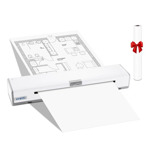 vretti T81 Portable Printer A4, Inkless Printer A4,Compatible with Android & iOS, for Travel,Home,Photo,Study