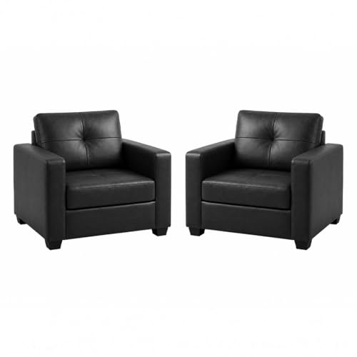 Image of FURNY Hariston 5 Seater Leatherette 3+2 Sofa Set (Black) in Premium Finish| Durable Comfort | Ideal for Living Room