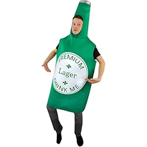 1 disfraz de botella de cerveza para adultos, botella grande verde con etiqueta «Drink Me», disfraz divertido y novedoso para Oktoberfest, bávaro, festival de cerveza, despedidas de soltero