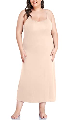 Image of Women's Full Slip for Under Dresses Plus Size Long Nightgown Cami Dress
