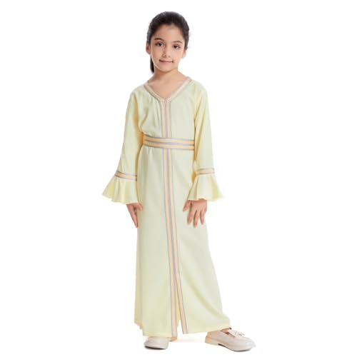 IKADEX Muslim Abaya For Girls Moroccan Kaftan Jilbab Bell Sleeve Split Long Eid Ramadan Dress2