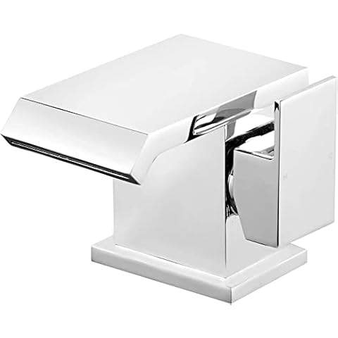 Funime Basin Taps Waterfall Square Mixers Bathroom Sink Mixer Taps Chrome Brass with UK Standard Fittings Cover