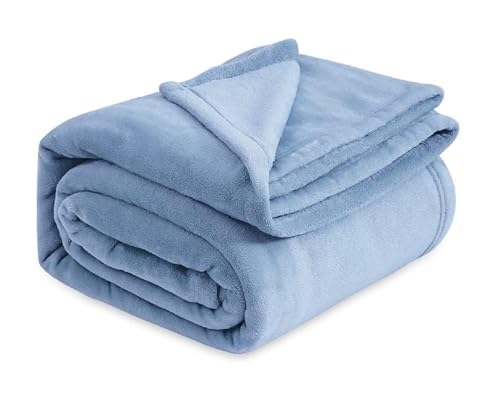 Image of VAS COLLECTIONS Premium Plush Double Blanket | 300 GSM Lightweight Cozy Soft for Bed, Sofa, Couch, Travel & Camping| 220x230 cm or 86x90 inches | Sky Blue