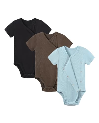 DEFAHN Bamboo Baby Side Snap Bodysuit 3-Pack