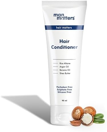 Man Matters Hair Conditioner 90Ml | Rice Alkane, Banana Oil, Shea Butter & Argan Oil | Repairs Dry & Damaged Hair, Reduces Frizz & Moisturises Hair | Sulphate & Paraben Free,1 Count