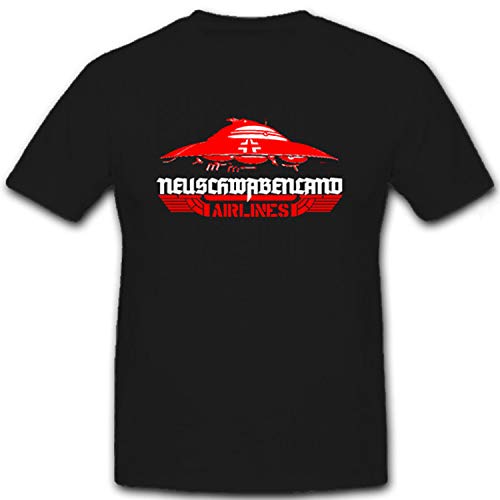 T-shirt pour avion Haunebu Neuschwabenland 7064 Airlines en coton noir