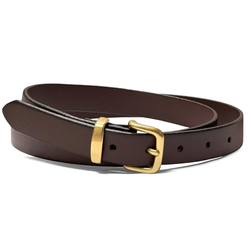 Women's Dress Belts 100% One Piece Genuine Full Grain buffalo Leather Casual Belt 1"(25mm) wide (Brown, 32)