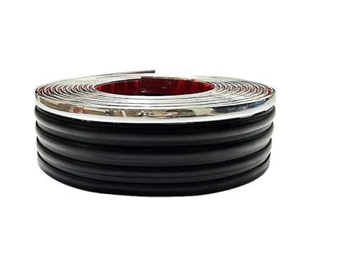 Faldón lateral de coche plateado con tira anticolisión de goma universal de 4m