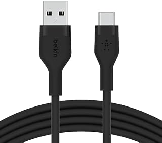 Belkin BoostCharge Flex Silicone USB Type C to A Cable (1M/3.3FT), USB USB-IF Certified USB-C Charging Cable for iPad Pro, Galaxy S21, Ultra, Plus, Note 20, Pixel, and More - Black