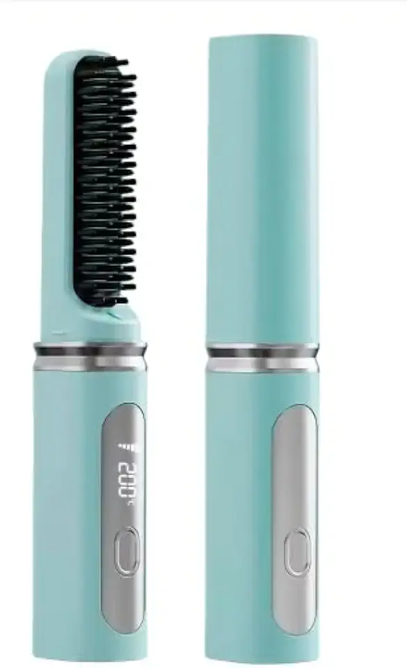 Escova Alisadora Recarregável Modeladora com 3 Cores e Sem Fio - Estilosa, Prática e Perfeita para Presente(Azul)