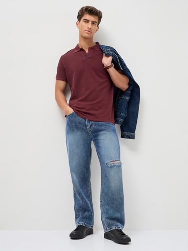 Image of Urbano Fashion Men's Solid Regular Fit Half Sleeve Cotton Polo T-Shirt