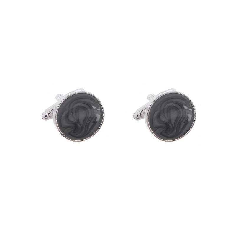Gemelli da Camicia in Stile retrò Francese Quicksand, Gemelli Rotondi in Lega per Matrimonio, Festa E Anniversario(D-1,8 Cm)
