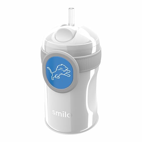 Smilo Straw Cup - Detroit Lions Officially Licensed NFL Sippy Cup - Baby and Toddler Cup with Weighted Silicone Straw and 8.5 oz Capacity - BPA-Free