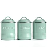 Barnyard Designs Airtight Kitchen Canister Decorations with Lids, Mint Metal Rustic Farmhouse...