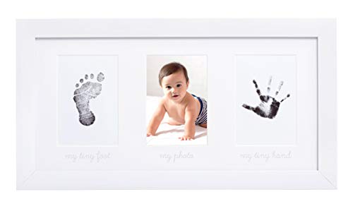 Image of Baby Keepsake Photo Frame and Ink Kit, Create Baby's Handprint or Footprint, Nursery Decor