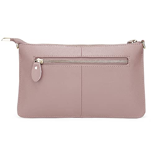 Image of YALUXE Genuine Leather Wristlet Handbags Purses Cell Phone Pocket Clutch Wallet Crossbody Bags for Women